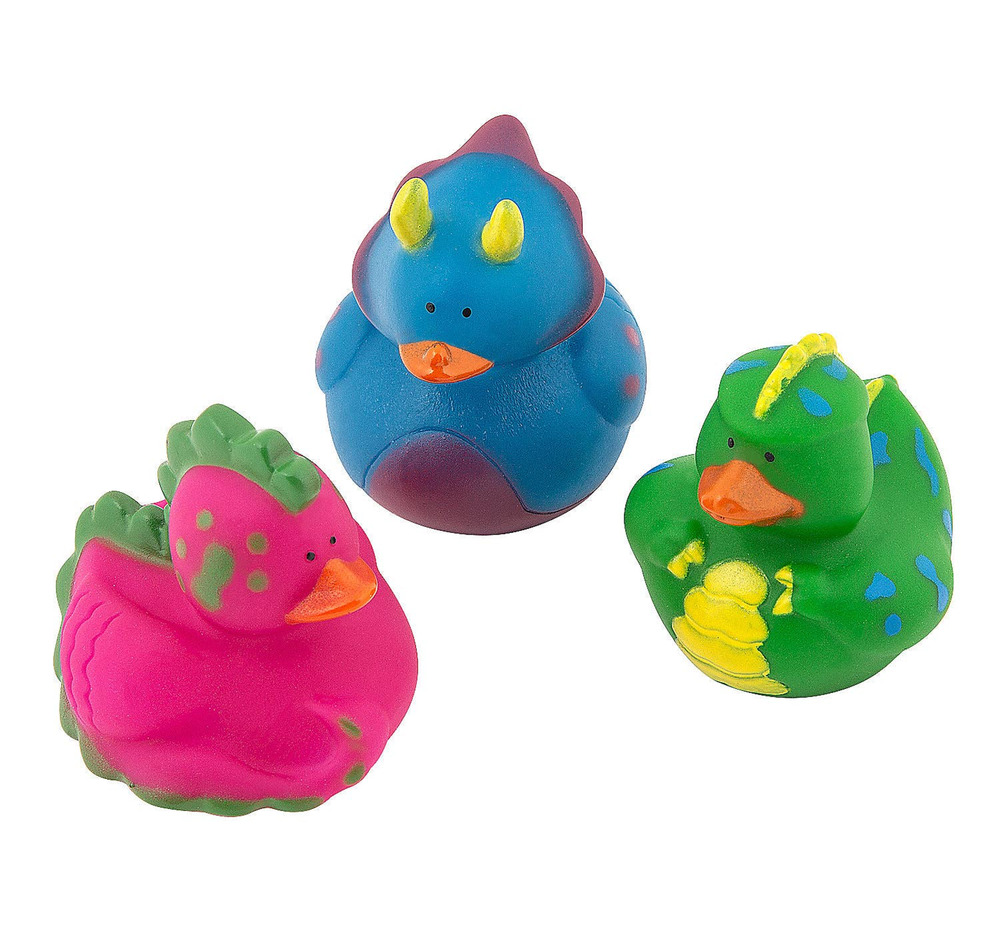 Set of 3 New Dinosaurs Rubber Duckies Duck 2” Jeep Tyrannosaurus